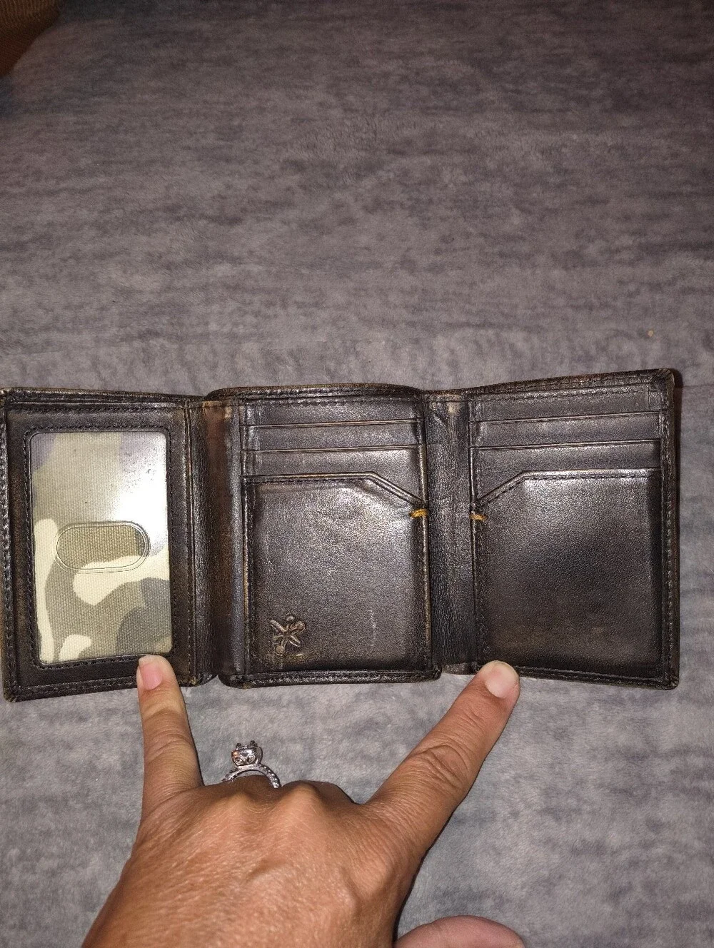 Men's Tan Leather Bifold Wallet with Embossed Deer